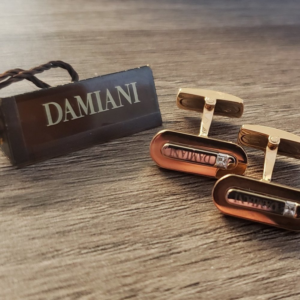 DAMIANI Cufflinks with diamonds 18K Two Tone ITALY